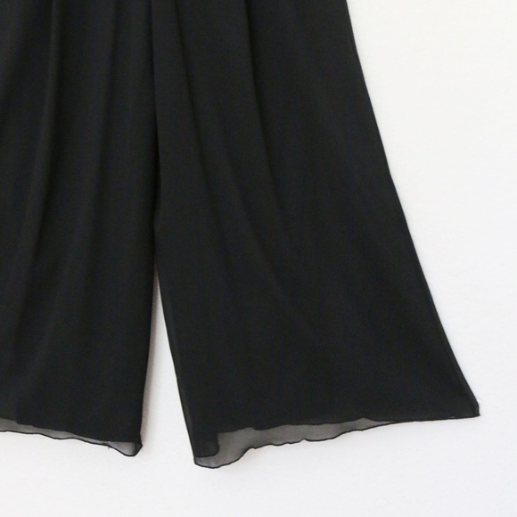 Tadashi Shoji Bridal Mikado Jumpsuit 6 Black Lace Overlay Chiffon Wide Leg $490 - Picture 12 of 16